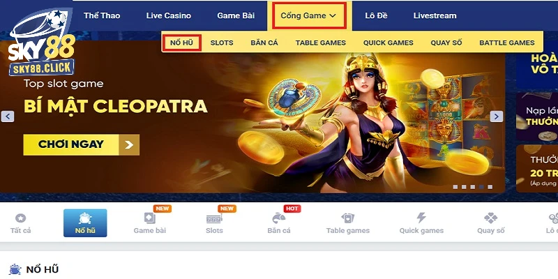 Cách chơi nổ hũ tại Sky88